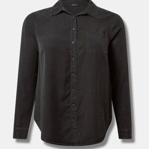 Torrid Women’s Washed Black Casual Button-Down Shirt